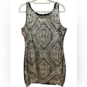 XOXO Sleeveless Gold Sequined Formal Style#6283SQ25 Dress Jr 15/16